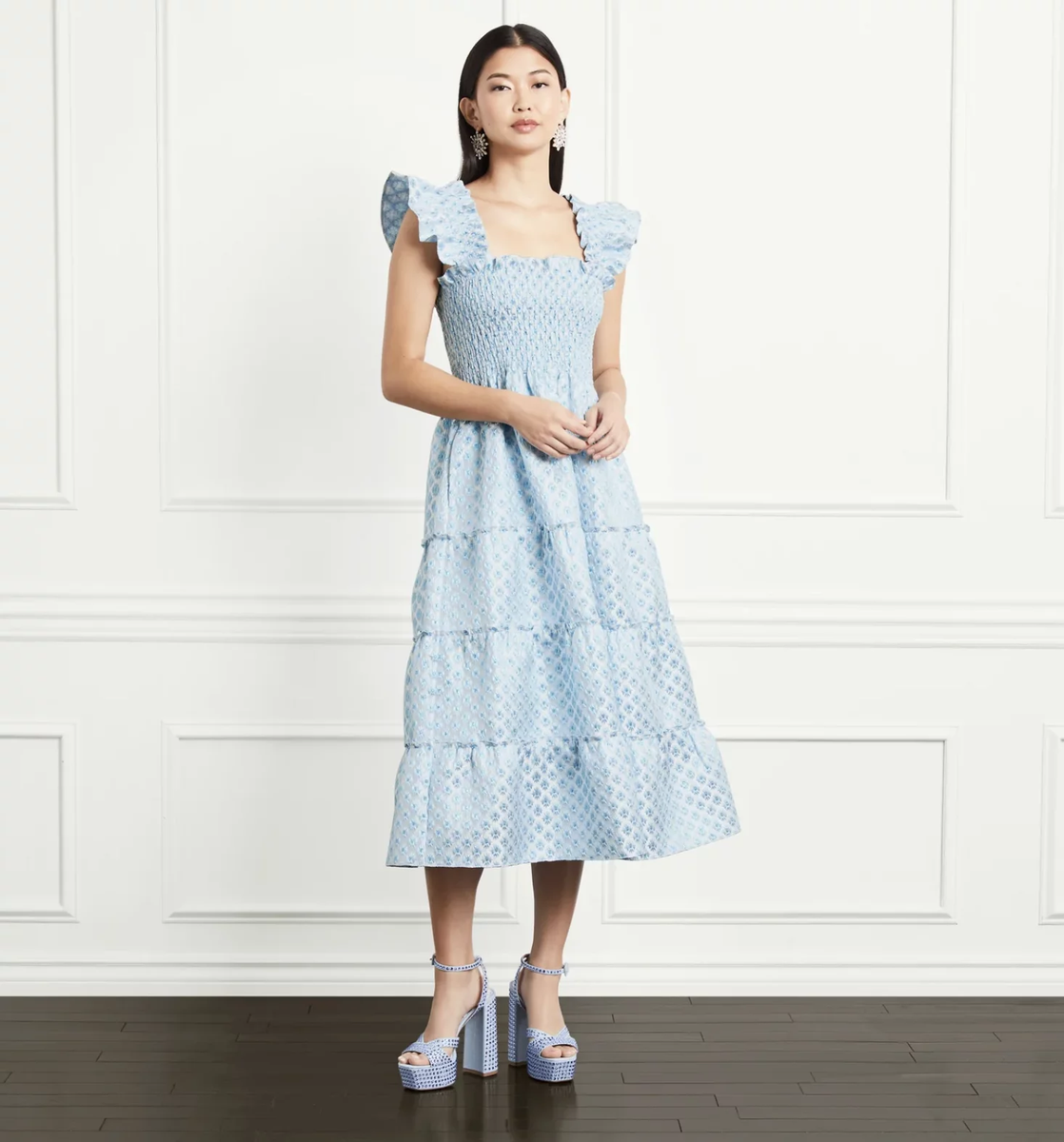 Hill House Home Ellie Nap Dress Brocade Blue Snowflake NWT XXL
