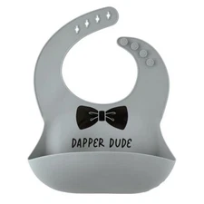 Dapper Dude Food-Grade Pure Silicone Bib Babies Toddlers Eating Bibs - Pack of 2