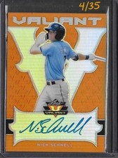 2018 Leaf Valiant Draft NICK SCHNELL Orange Prismatic Auto RC 4/35 Rays 1st Rnd