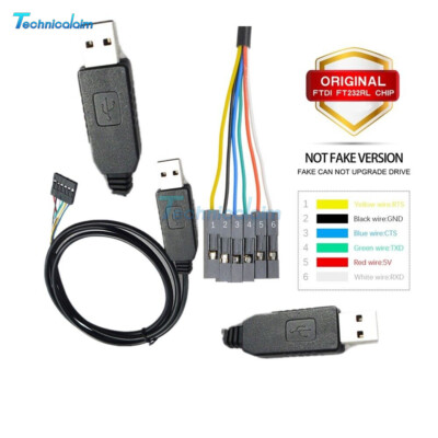 Original 6Pin FTDI FT232RL USB to TTL RS232 Serial Adapter Cable for Arduino New