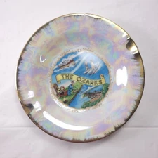 Vintage Souvenir The Ozarks Lusterware Collectible Ashtray Trimmed in Gold Japan