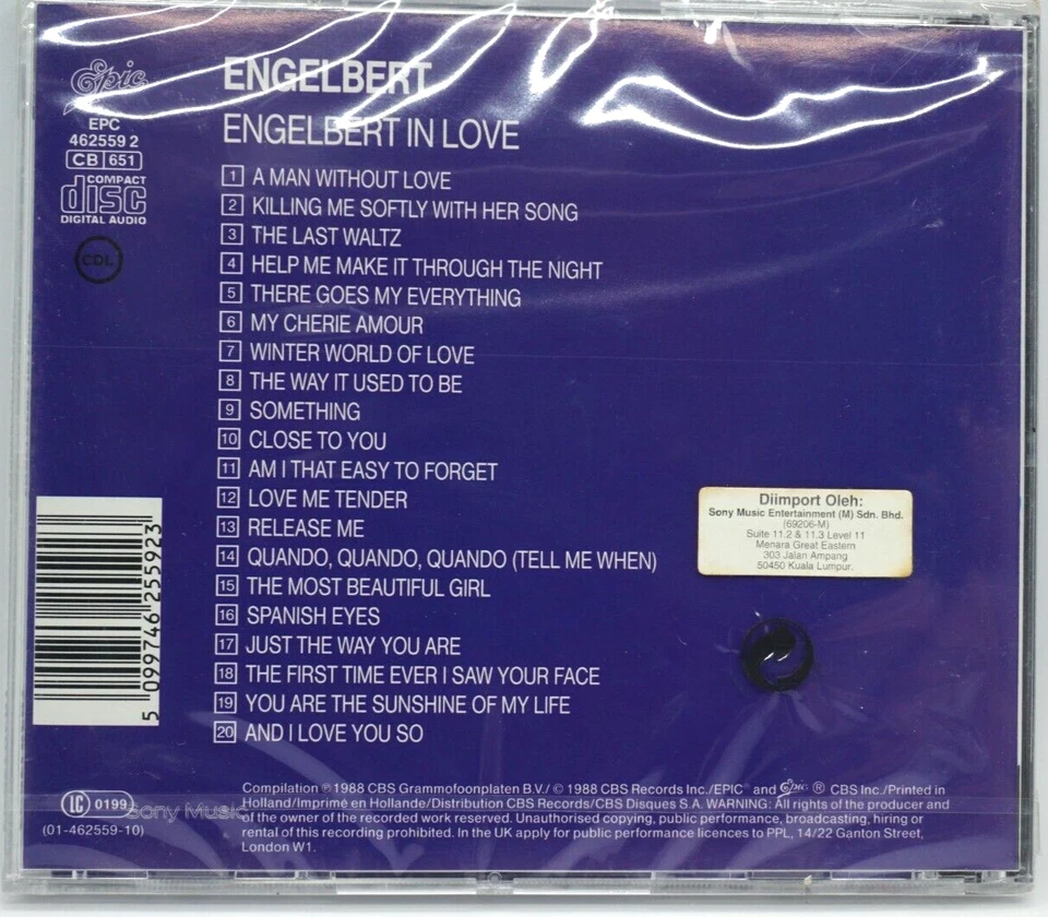   Engelbert Humperdinck : Engelbert  In Love   CD Album  (Brand New Sealed) - Image 2 of 2