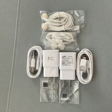 Samsung Galaxy White Earphones, Wall Charger , Cable New In Package Lot Of 2