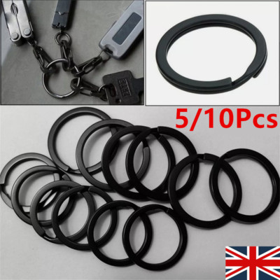 5-10Pcs Key Ring Keychain Metal Black Round Split Key Chains Rings ...