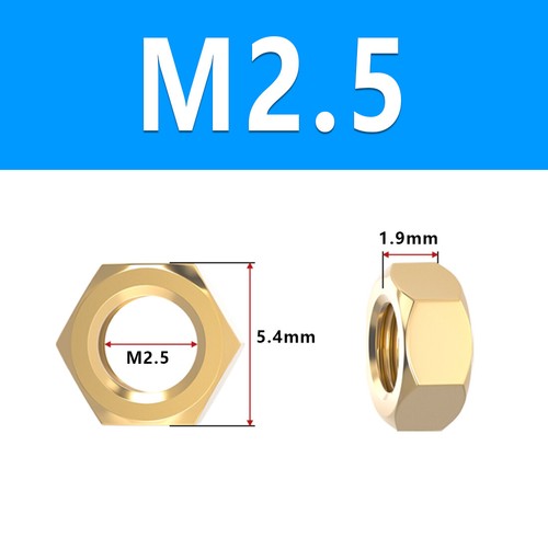 Brass Hexagon Full Nuts M1.4 M1.6 M2 M2.5 M3 M4 M5 M6 M8 M10~M24 Metric Hex Nut - Picture 15 of 28
