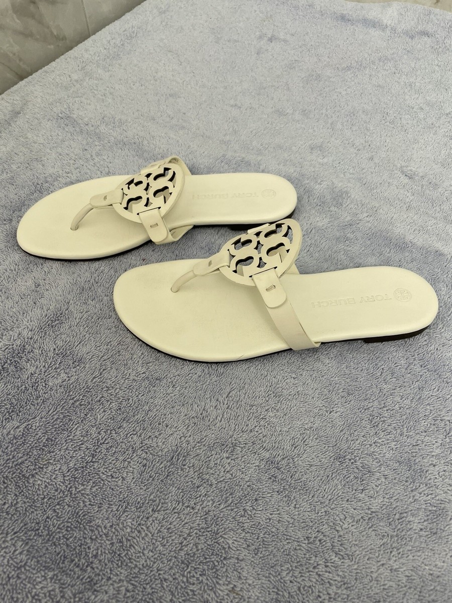 Tory Burch Miller Soft Sandal Leather Logo Flat Sz 7.5M | eBay
