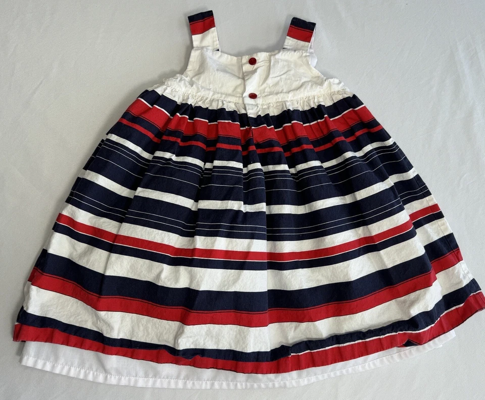 Luli & Me патриотическое платье 4 июля американский красный белый синий полоски девочек 24 Mos - Изображение 4 из 4