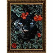 Bead embroidery kit panther picture Needlepoint Kit embroidery bead pattern DIY