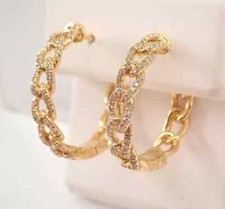 Diamond Huggie Hoop Earrings 1.40Ct Round Cut Lab Created 14K Yellow Gold Plated