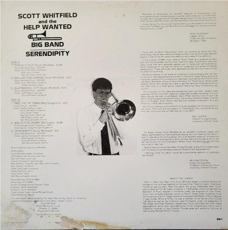 Scott Whitfield and the Help Wanted Big Band Serendipity Jazz LP SW-1 1989 - Image 2 of 4