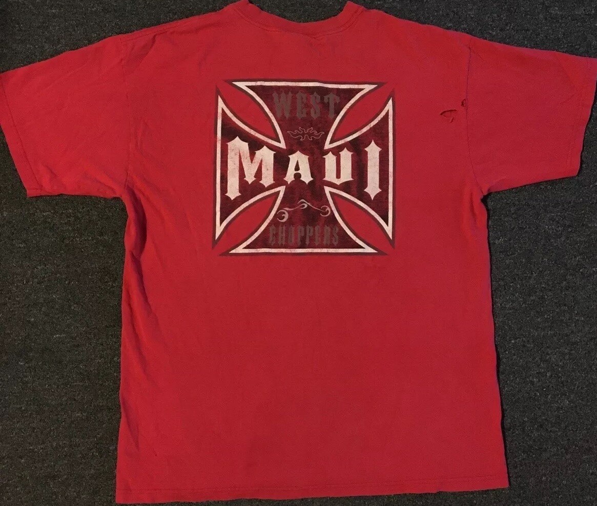 Vtg West Coast Choppers Faded Distress Maui Shirt M Grunge