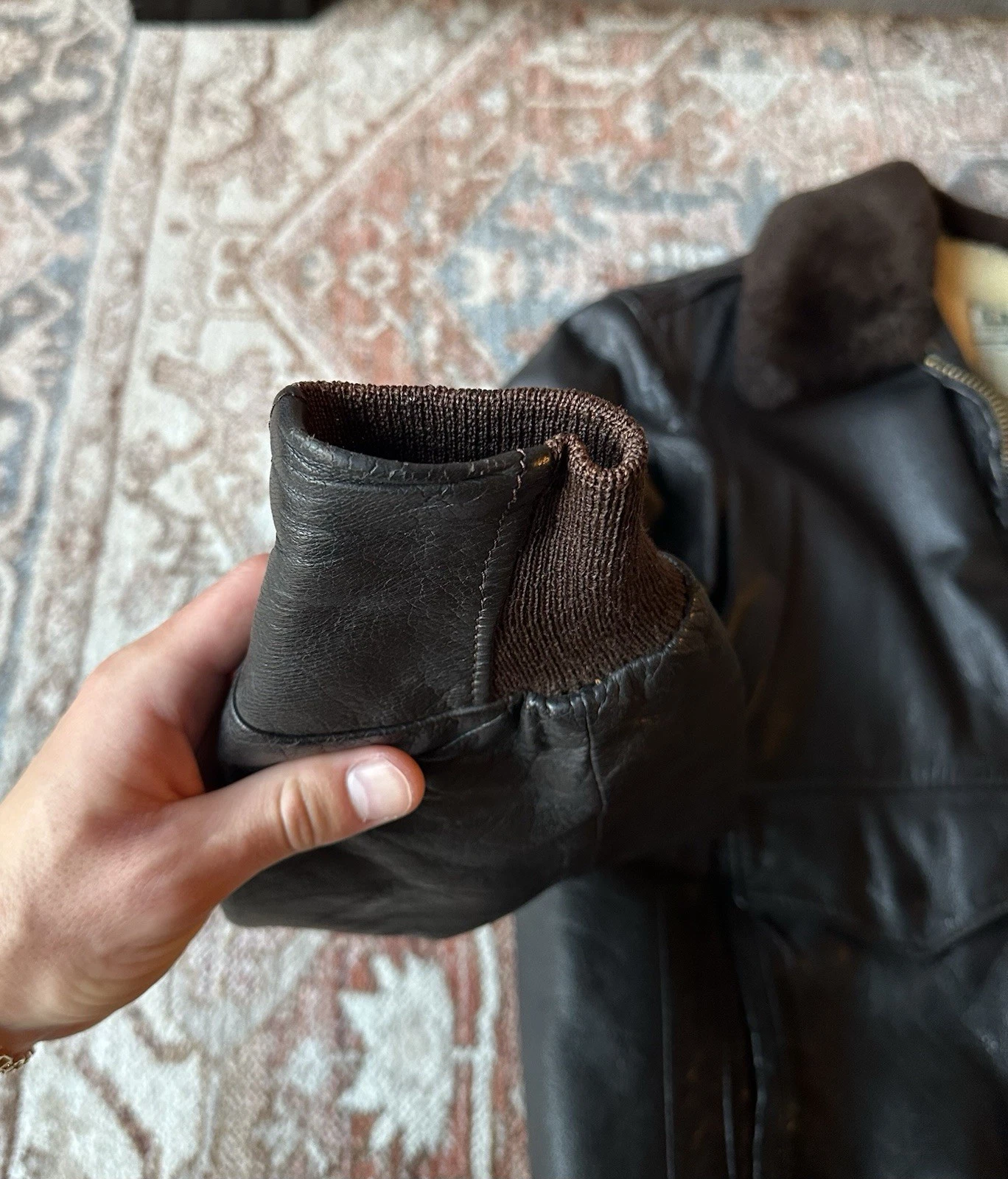 VTG Vintage LL Bean Flying Tiger Goatskin Bomber Jacket - size 38 USA image 8