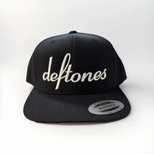 Deftones Embroidered Script Logo Snapback Hat Wool nu-metal alternative alt rock