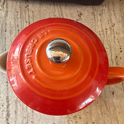 Le Creuset Ceramic French Press Coffee Maker Orange 0.8 qt 4 Cup Lid Plunger