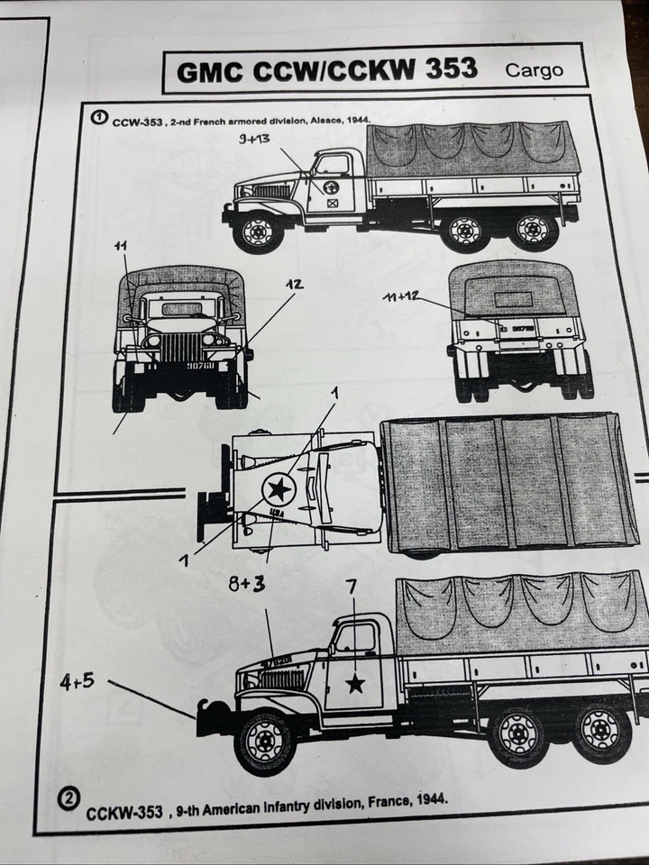Camión GMC CCKW 353 con cabina de resina - ¿Heller escala 1/35? Kit sin montar #35026 leer Foto 2 de 4