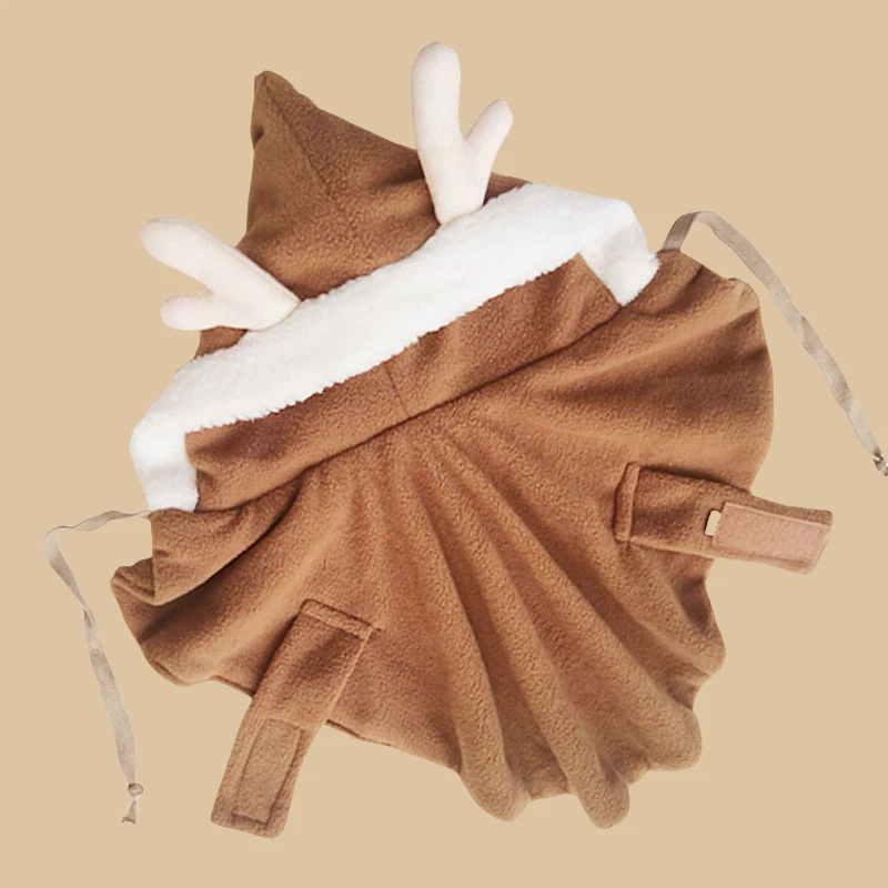 Navidad Gato Cachorro Capa Roja/Marrón con Sombrero de Papá Noel Mascota Disfraz Conjunto Foto 4 de 4