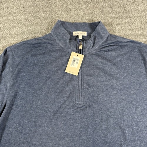 NWT Peter Millar Crown Comfort Sweater Men's 2XL Navy Blue 1/4 Zip Pullover - Picture 4 of 12