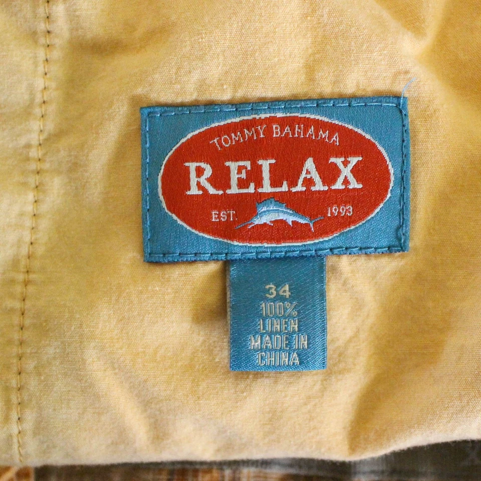 Шорты мужские Tommy Bahama 34 расслабляющие желтые клетчатые льняные бермудские повседневные пляжные - Изображение 3 из 3