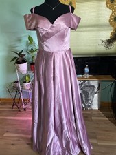 Lavender Satin Ball Gown or prom. Off Shoulder Lace Up Formal Dress bust 34  