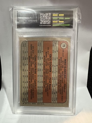 1972 Topps #79 Red Sox ROOKIE Stars Carlton Fisk Cooper DEGREE 8 NM MINT Graded - Bild 2 von 2