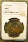 Excellent Original 1891-O U.S. Morgan Dollar NGC-MS63  Toned Coin