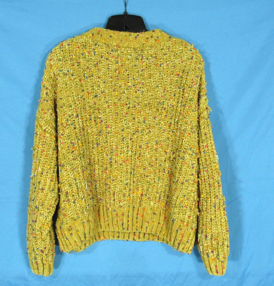 SUÉTER TEJIDO RELAJADO COMADREJA VERDE MULTICOLOR POM POM cuello falso adorno acanalado Talla S Foto 4 de 4