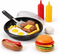 25 PCS Play Food Kids Toy Set with Frying Pan Skillet and Spatula - Kitchen Cook