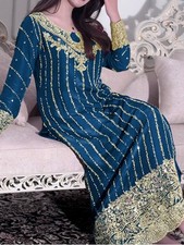 Launching New Heavy Chinon Silk Salwar Kameez And Blue Dupatta For Festival Wear