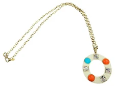 KJL Kenneth Jay Lane Gold-Tone Enamel Crystal Necklace 34" Chain