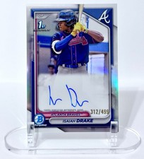 2024 Bowman Chrome Isaiah Drake 1st Auto /499 Refractor Prospect #CPA-ID Braves