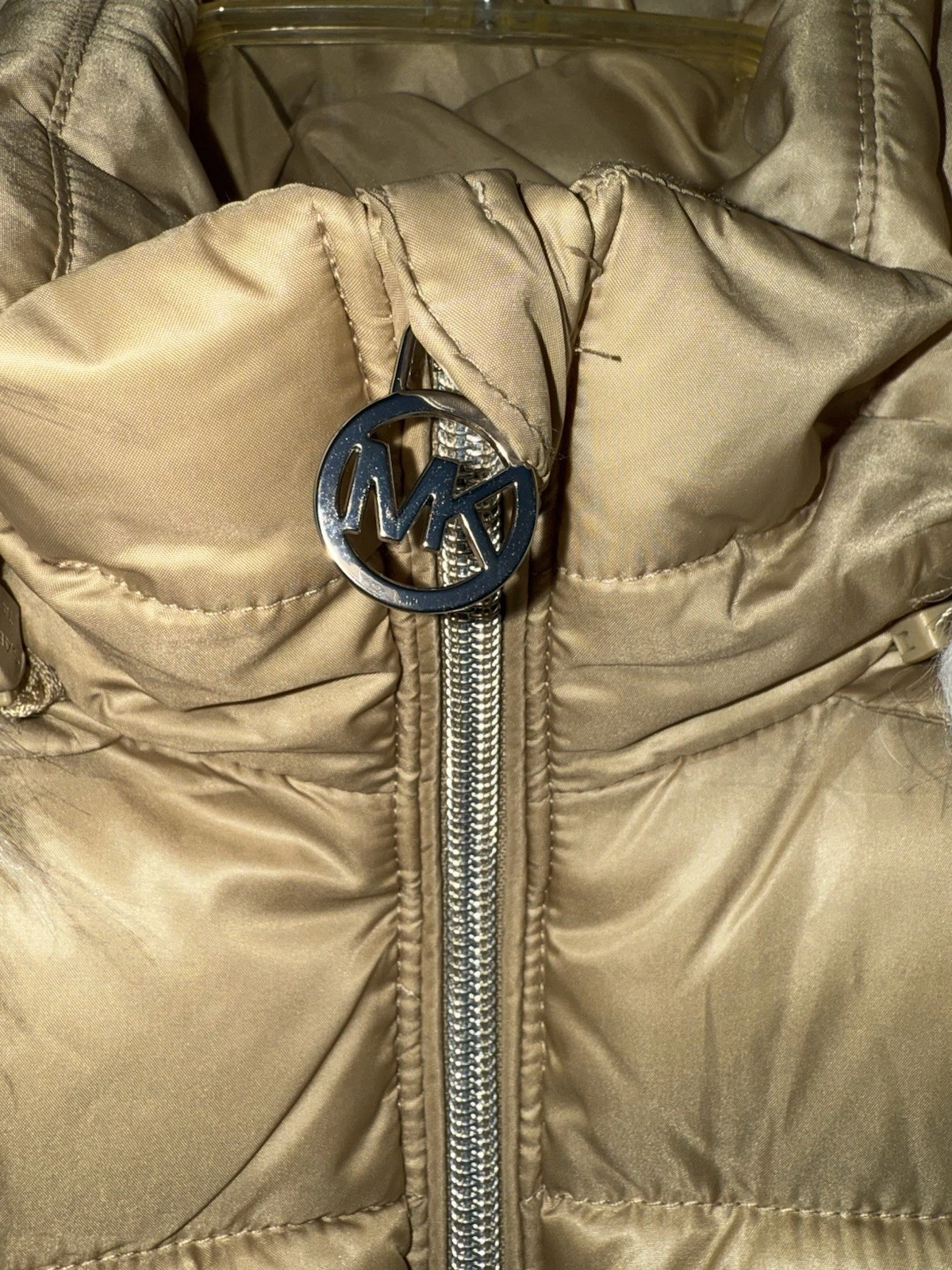 Cappotto imbottito nuovo ragazza Michael Kors kaki rimovibile pelliccia sintetica cappuccio taglia 10 12
