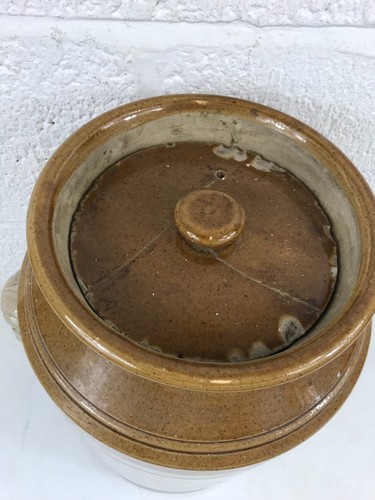 Vintage Stoneware Storage Jar Glazed Very Large with Lid (repaired lid) 16 x 12" - Picture 3 of 14