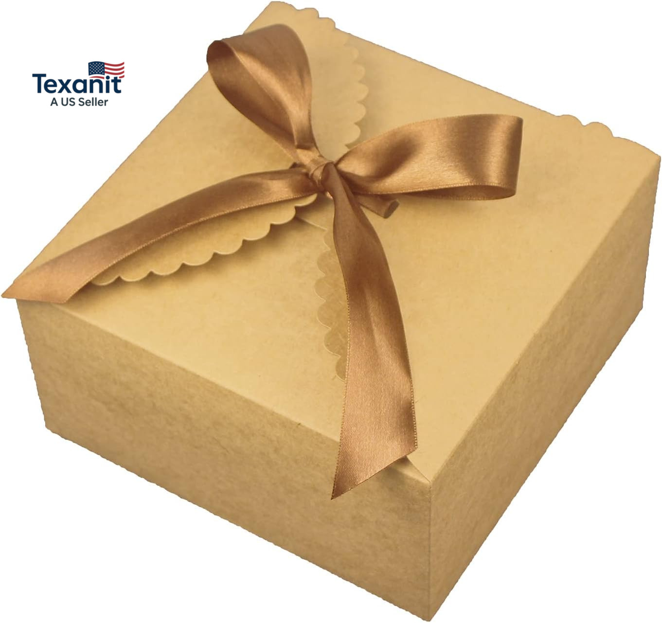 Es 10 Pack 8x8x4 Inches, Large Premium Kraft Gift Box With L