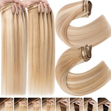 Double Wefted Clip In Russian Remy Human Hair Extensions 8PCS Full Head Thick