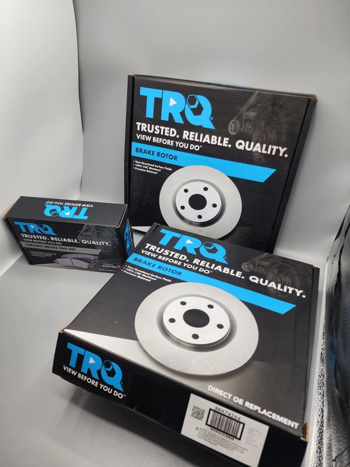 Rotores de freno delanteros TRQ, pastillas de freno y pinza de freno para Subaru Impreza 2006-2007 Foto 2 de 4