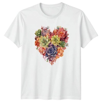 Sukkulenten Herzform Damen T-Shirt Herren Tee Grafik Blumen Oberteil
