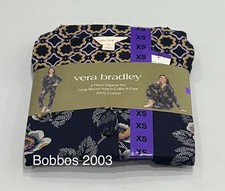 Vera Bradley Women's 2-Piece Long Sleeve Notch Collar  Pant PJ Set, Blue, XS