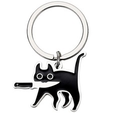 DeliaVo Funny Cat Lovers Gifts - Cute Black Keychain for Small, Theme 1