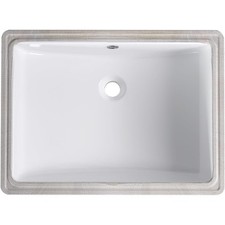 Rectangle Bathroom Kitchen Sink with Overflow White Ceramic Undermount 55 x 40cm