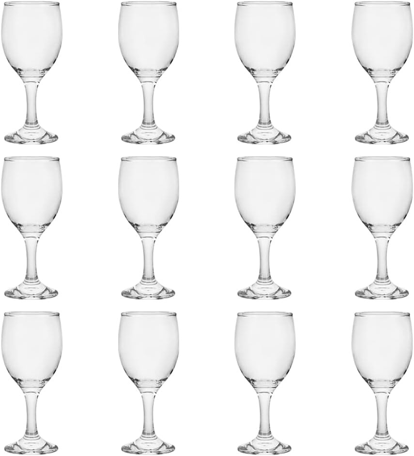 Set of 12 Classic Red 4oz Wine Glasses - Durable Lead-Free Party Cups