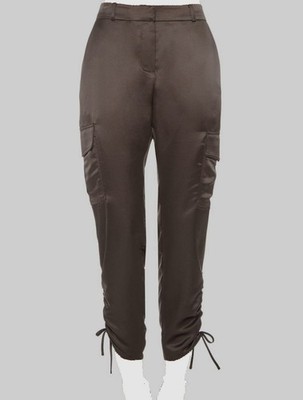 Parker Women's Black Trousers Ruched Cropped Cargo Cuff Tie Pants Size 2