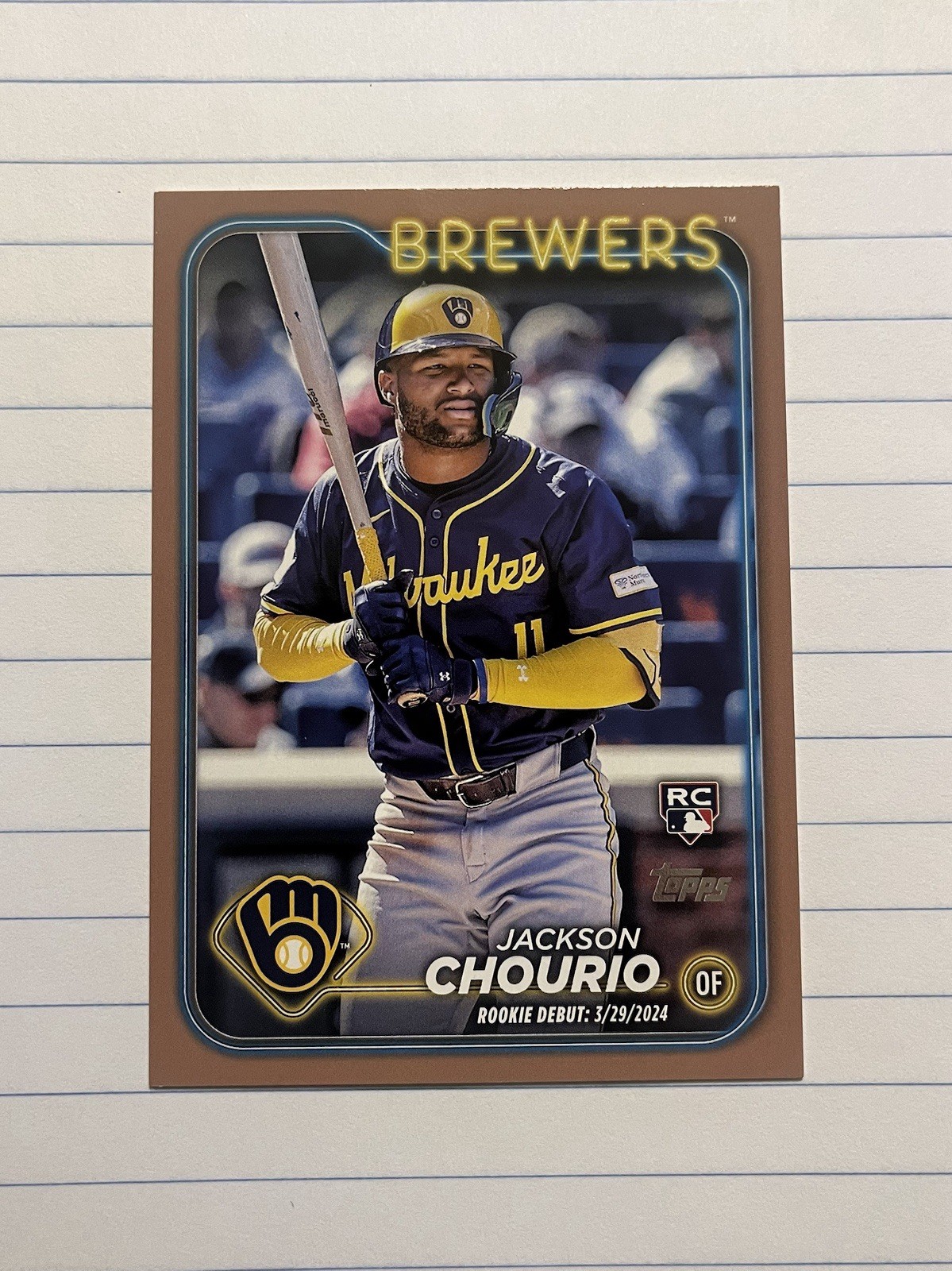 Topps 2024 Update Jackson Chourio Rookie Debut US155 Gold #0410/2024 Brewers