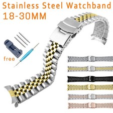 Steel Bracelet Strap Curved End Link Watch Band 18 19 20 21 22 23 24 26 28 30mm