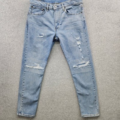 Levis 512 Slim Taper STRETCH Jeans Mens 34x30 FIT 34x29 DISTRESSED PATCH