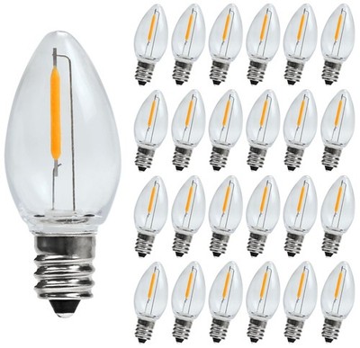 25pcs LED Night Light Bulbs E12 0.6W Warm White Waterproof String Lights
