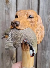 Hand Carved Dog Wooden Walking Stick Handmade Wooden Walking Cane Gift