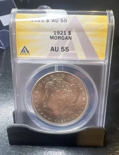 1921-P Morgan 90% Silver Dollar ANACS Graded AU55
