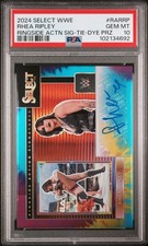 2024 Select Rhea Ripley #RA-RRP Ringside Action Auto Tie-Dye Prizm /25 PSA 10
