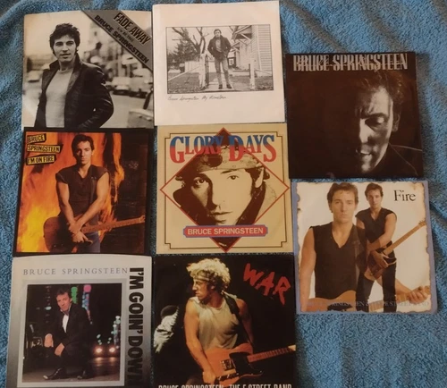BRUCE SPRINGSTEEN Lot of (9) VINYL 45 rpm 7" Singles 1980's Picture Sleeves