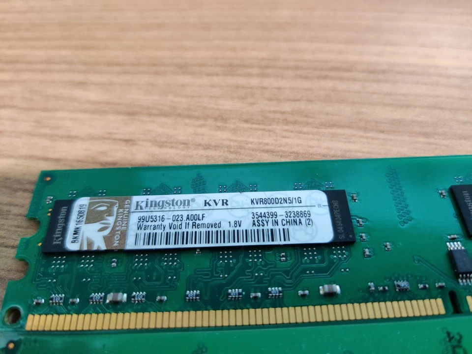 2GB 2x1GB KINGSTON PC2-6400 KVR800D2N5/1G DDR2-800 DESKTOP Ram Memory Kit 240Pin - Image 3 of 4